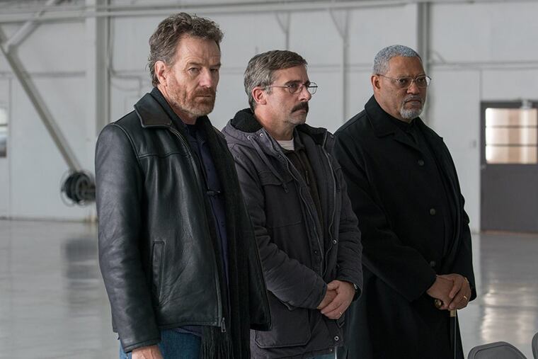 Laurence Fishburne, Steve Carell, and Bryan Cranston in ‘Last Flag Flying.’