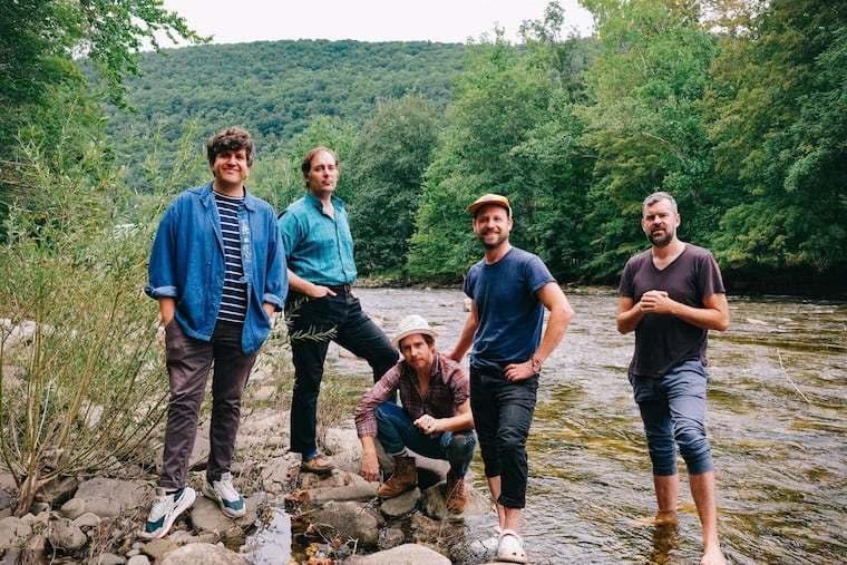 Dr. Dog are, from left to right, Eric Slick, Zach Miller, Scott McMicken, Toby Leaman and Frank McElroy. The Philly band will play two nights at the Philly Music Fest at Ardmore Music Hall on Oct. 13 and 14.