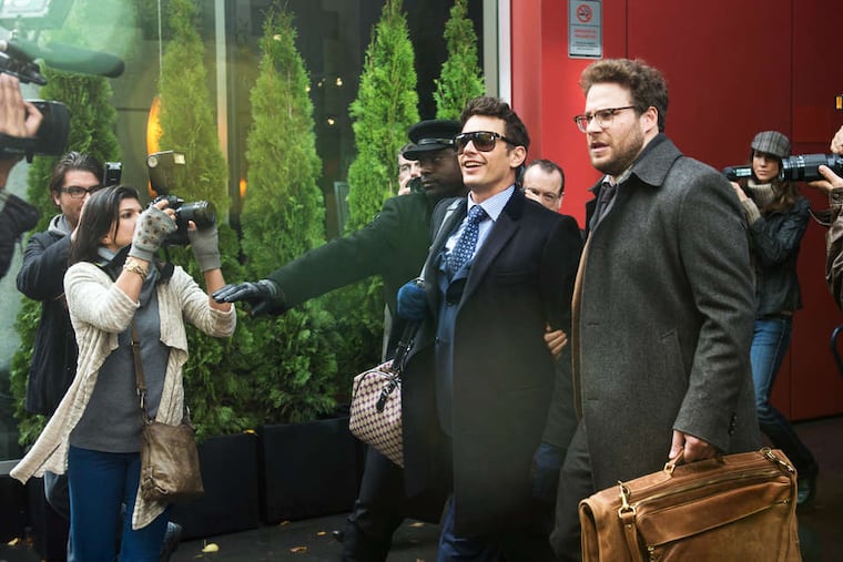 James Franco (center) and Seth Rogen (right) in Sony's controversial "The Interview."