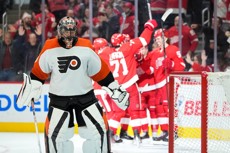 Philadelphia Flyers goaltender Samuel Ersson made his third straight start in the loss to Detroit.