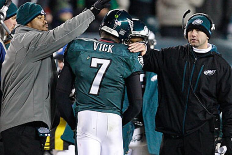 Michael Vick said he got "greedy" with his last pass of the game, which was intercepted. (David Maialetti/Staff Photographer)