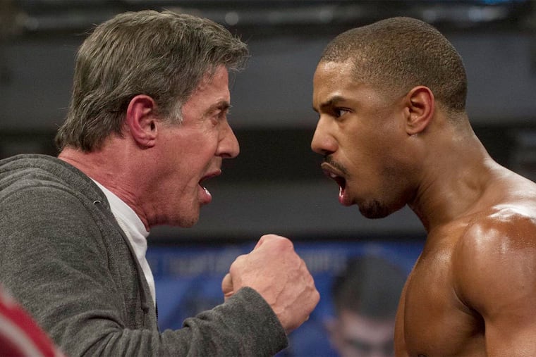 Sylvester Stallone as Rocky Balboa and Michael B. Jordan as Adonis Johnson in the new Rocky movie "Creed."