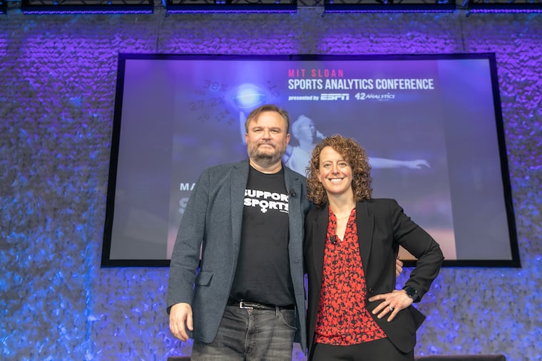 Sixers president of basketball operations Daryl Morey and Jessica Gelman, CEO of Kraft Analytics Group, partnered to create the MIT Sloan Conference.