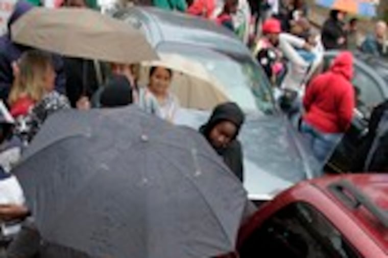 Nicole Dorsey, a Lincoln University student from Washington, stands in line to vote at the Lower Oxford East Precinct in southern Chester County.