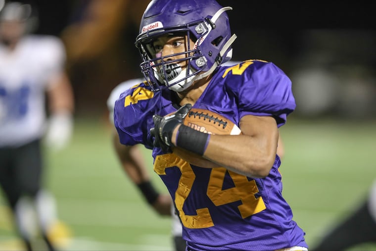 Upper Moreland's Caleb Mead runs for a 55-yard score in last season's 35-14victory over Quakertown.