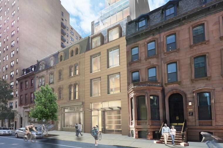 Artist’s rendering of condo building at 2108-2110 Walnut St., which will incorporate Frank Furness-designed rowhouse.