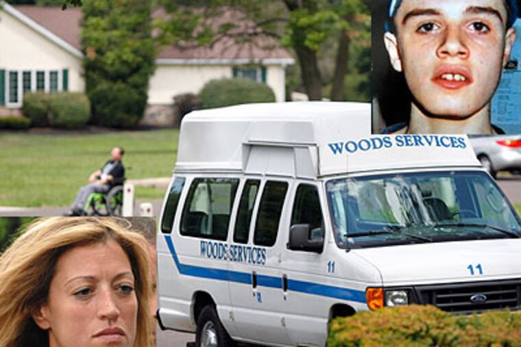 The state Department of Public Welfare shut down a unit at Woods Services in Langhorne on Thursday, citing "gross incompetence, negligence and misconduct" by employees there, such as Stacey Strauss (inset left), which led to the heat-related death of Brian Nevins (inset right) last month.