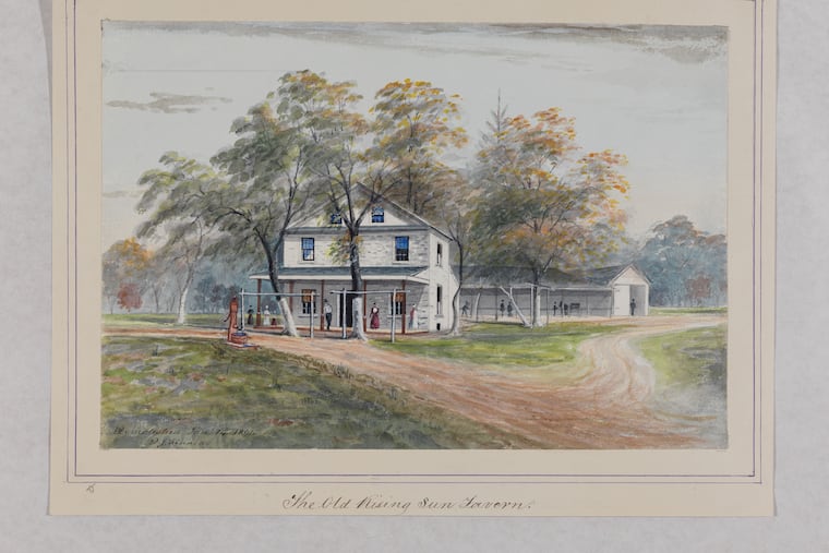 David J. Kennedy's watercolor of the The Rising Sun Tavern, circa the late 1800s, where it is believed America's first abolitionist meeting was held.