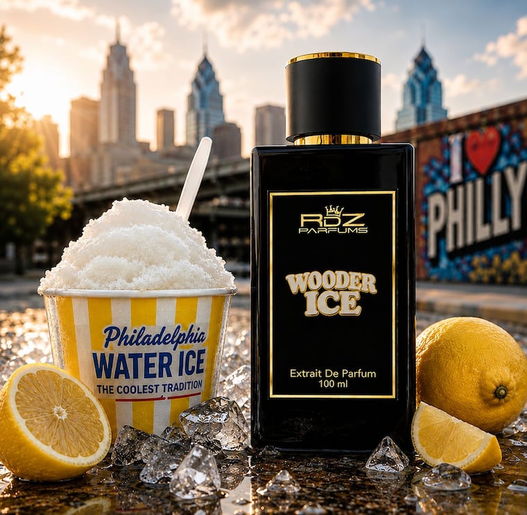 RDZ Parfum's latest fragrance, Wooder Ice, smells exactly like lemon water ice, a favorite Philly sugary-sweet summertime treat. It costs $160 for a 100 ML bottle and is available at Perfumology and online at RDZParfums.com