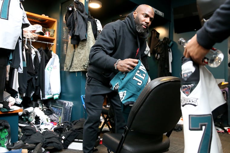 Eagles safety Malcolm Jenkins packs up along with his teammates as they prepared to disperse for the offseason.