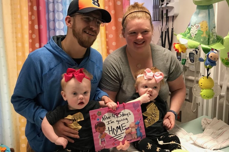 The Delaney family posed on Monday at Children’s Hospital of Philadelphia before they left for their North Carolina home.