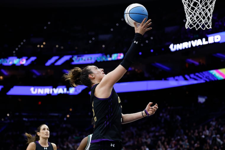 Marina Mabrey of the Lunar Owls had an Unrivaled-record 47 points in the league's Philly doubleheader on Friday at Xfinity Mobile Arena.