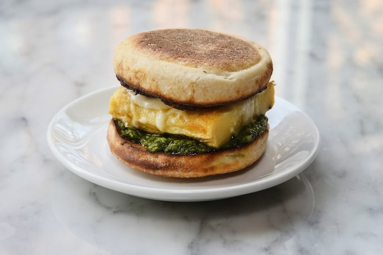 The egg sandwich with sausage from Res Ipsa Cafe.