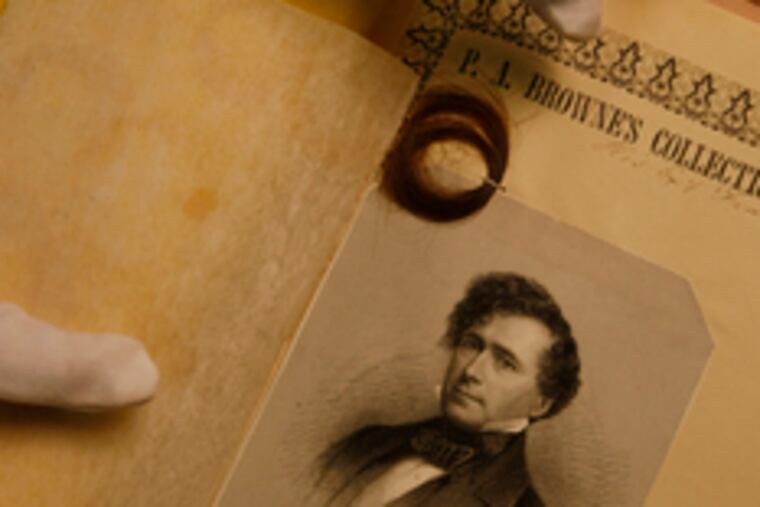 A hair sample from Franklin Pierce, the 14th president, a distant relative of the 43d chief executive, George W. Bush.