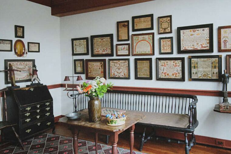 The Johnsons' den before they lent their Fraktur art to the Art Museum. The couple, married 60 years, began their art collection early in their marriage. (Philadelphia Museum of Art)
