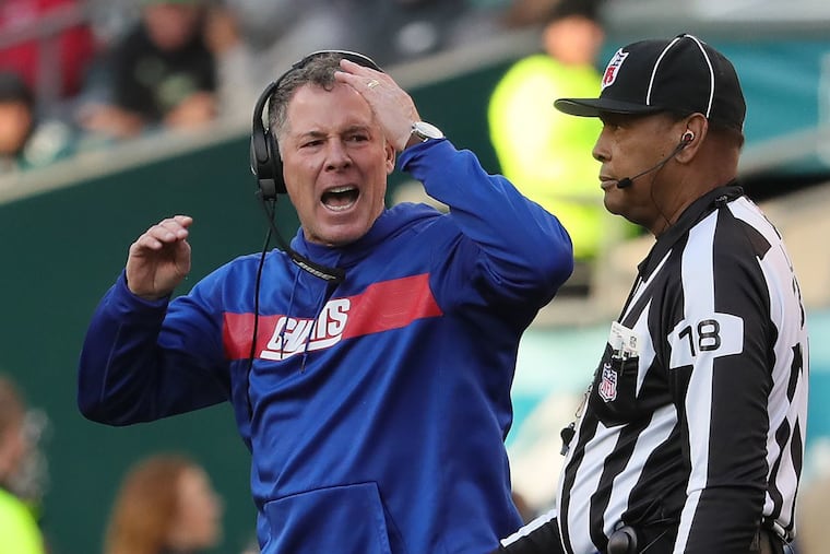 Giants head coach Pat Shurmur, seen here during a game against the Eagles at Lincoln Financial Field in 2018, has been fired by the team after just two seasons.