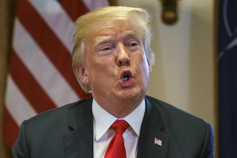 In this Thursday, May 17, 2018, file photo, U.S. President Trump speaks during a meeting in the Cabinet Room of the White House, in Washington.