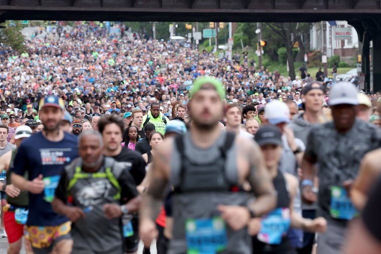 Runners begin their 10-mile journey near Broad Street and Olney Avenue during the 2025 Independence Blue Cross Broad Street Run in Philadelphia on Sunday, May 4, 2025.