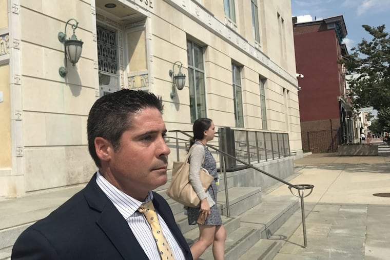 Eleven other conspirators have pleaded guilty in the last four months and await sentencing. They include a retired Atlantic City firefighter , a Linwood, N.J., doctor, and admitted ring leader Matthew Tedesco, of Linwood, seen here leaving the federal courthouse in Camden after pleading guilty in the scam.