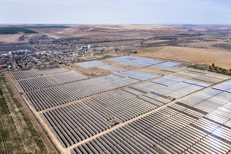 The Adams Nielson Solar Farm sits next to the town of Lind in central Washington state on Friday, April 2, 2021. Called the Adams Nielson Solar Farm, it produces 28 megawatts of electricity from its 200 acres of solar panels, enough to power 4,000 homes. Solar projects are lining up in Pennsylvania.