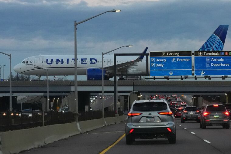 An United Airlines flight arrives at O'Hare International Airport in Chicago, Monday, Nov. 3.