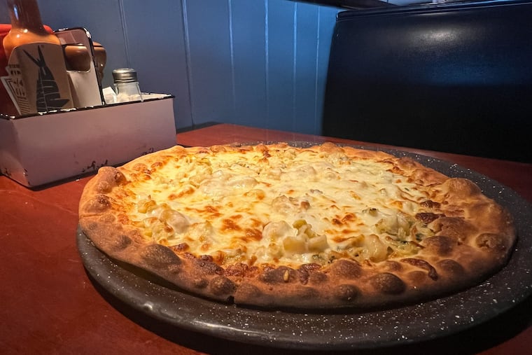 Clam pizza at Lucky Bones Backwater Grille, 1200 Route 109, Cape May, N.J., on April 26, 2025.