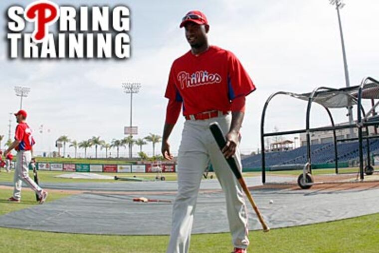 Domonic Brown, who is likely to start at triple A, is 2 for 8 with a walk in early Grapefruit League action. (Yong Kim/Staff Photographer)