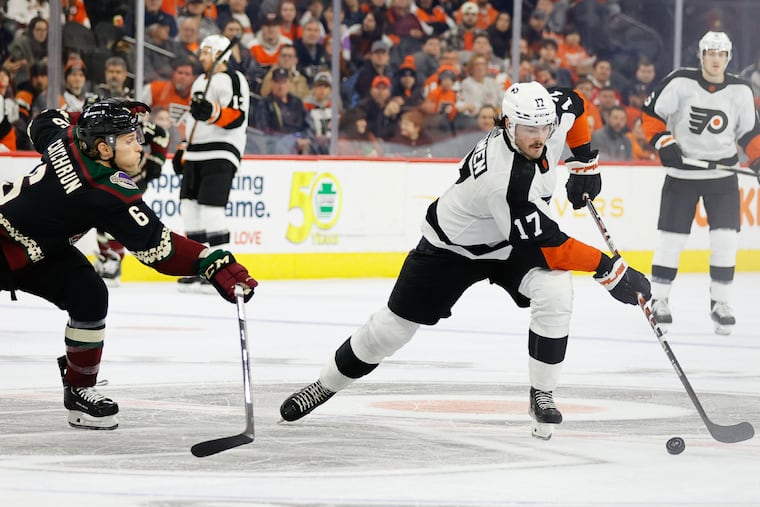 Flyers forward Zack MacEwen has already tied his career high with nine points.