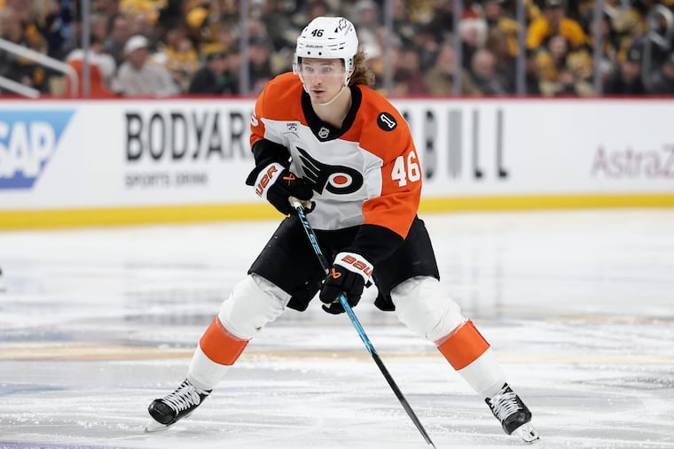 Flyers center Trevor Zegras helped the Flyers reach the playoffs and advance once they got there.