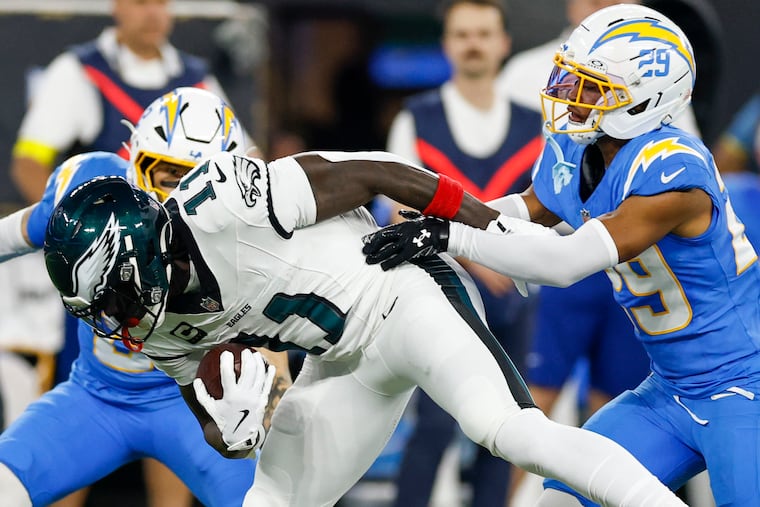 Eagles wide receiver A.J. Brown has three straight games with 100 or more receiving yards.