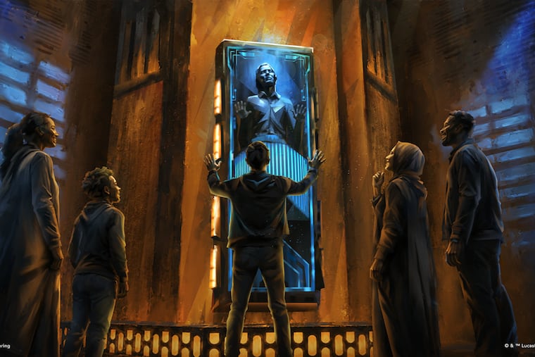 An artist's rendering of the "Carbon Freeze Capture" display that will be included in "Star Wars: The Experience" at the Franklin Institute in 2027.