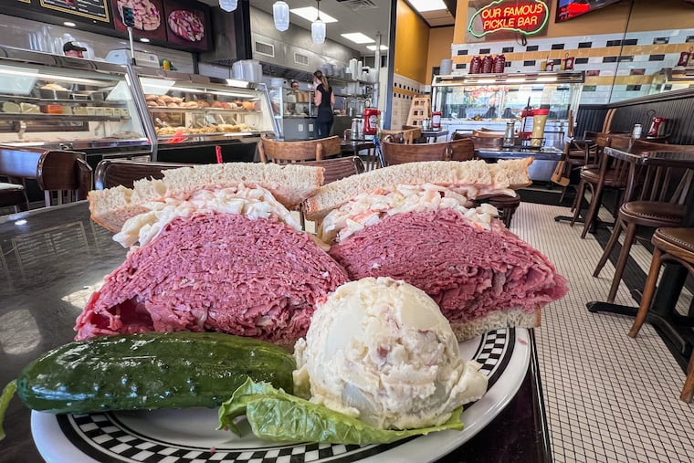 A corned beef special with a side of potato salad at the Kibitz Room, 100 Springdale Rd., Cherry Hill, on May 1, 2026.