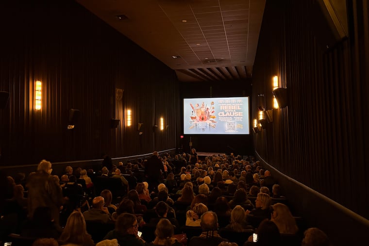 Moviegoers prepare for a screening of grammar documentary "Rebel with a Clause" at the Bryn Mawr Film Institute on Jan. 24, 2026.