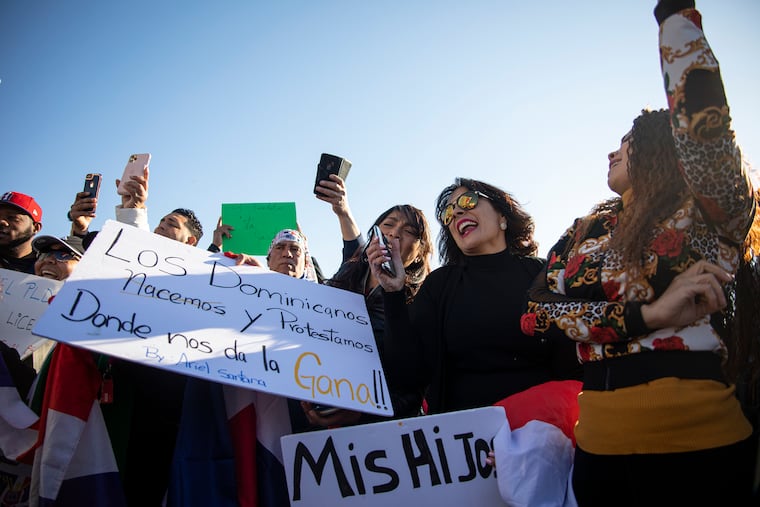 Miguelina Sepulveda, 45, of Pennsauken, N.J., protests the suspension of the municipal elections in the Dominican Republic last weekend. “We have corruption in our country and we just want justice,” she said.