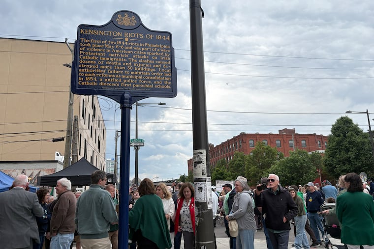 A historical marker recognizing the Kensington Riots of 1844 was unveiled Saturday at the corner of American and Jefferson Streets.