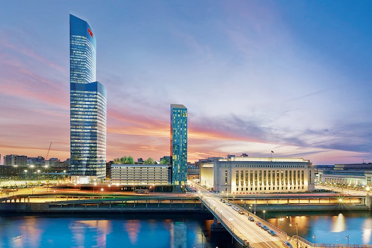 This rendering depicts what Cira Center South will look like when the FMC tower is finished. Cira Green lies between the tower and the 33-story Evo apartments.