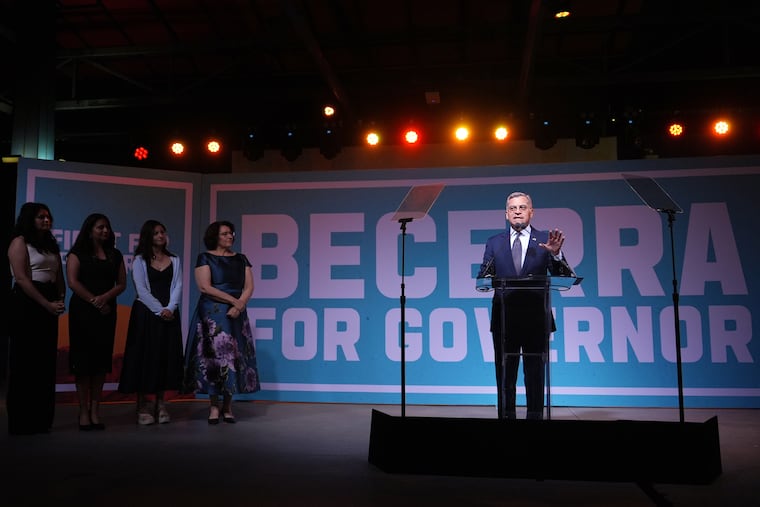 California gubernatorial candidate Xavier Becerra speaks during an election night event Tuesday, June 2, 2026, in Los Angeles.