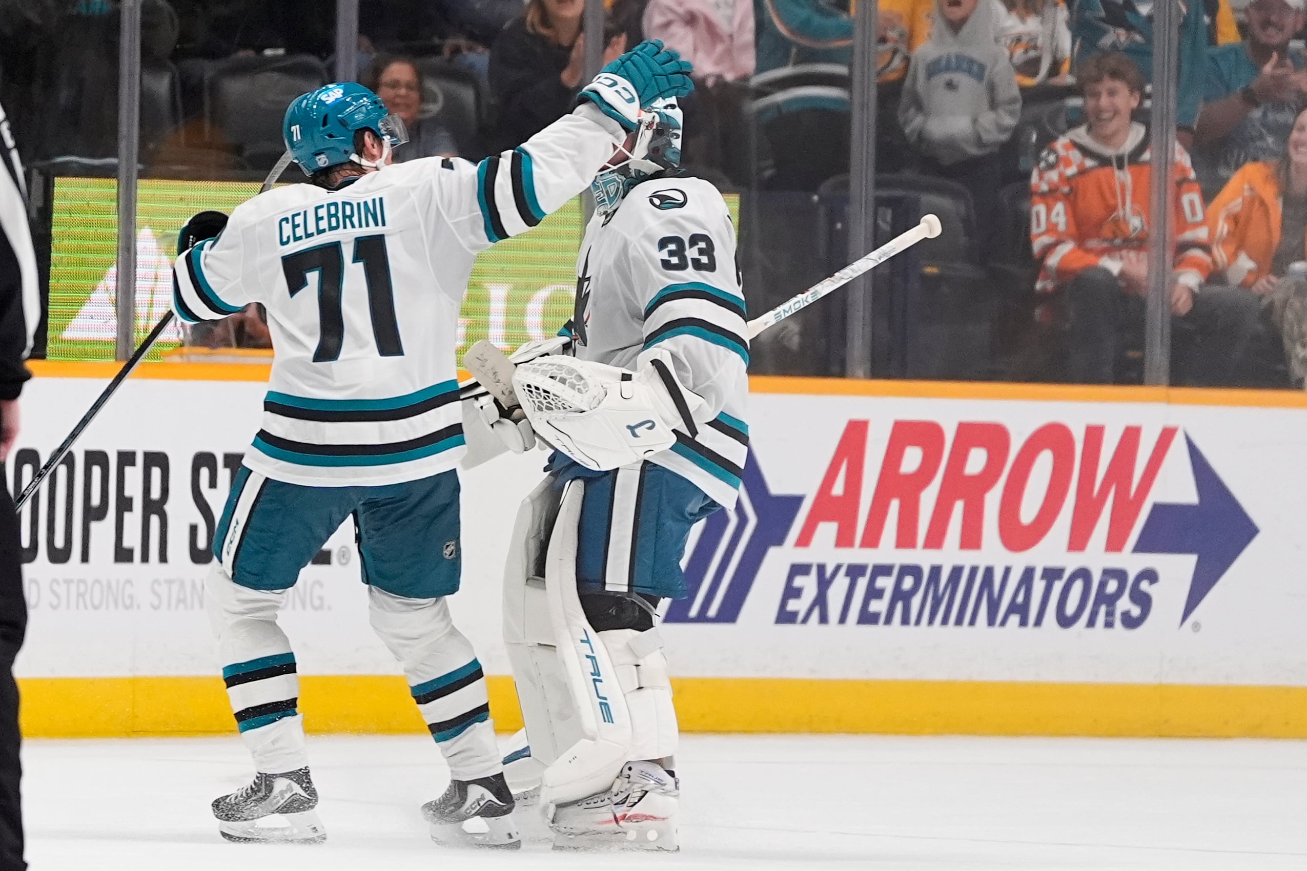 Celebrini scores lone shootout goal to lift the Sharks past the Predators 3-2