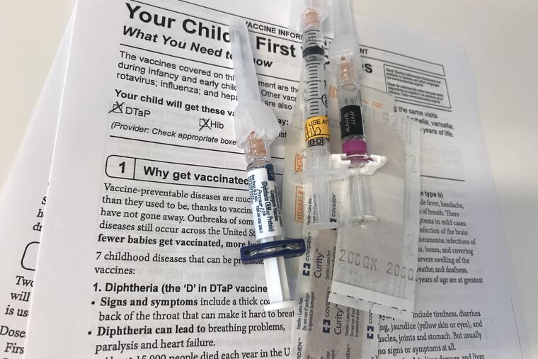 The vaccines on the provider's table before staff writer Abraham Gutman's six-month-old daughter, Mara, received them.