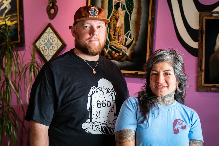 Jennifer Zavala, chef-owner of Juana Tamale, with Matt Reed, chef and kitchen manager, at Juana Tamale, on East Passyunk Ave. Zavala is launching a podcast about the underbelly of the restaurant industry.