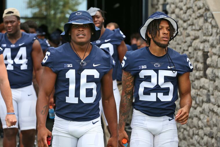Ji'Ayir Brown (16) is a veteran presence at safety for Penn State.
