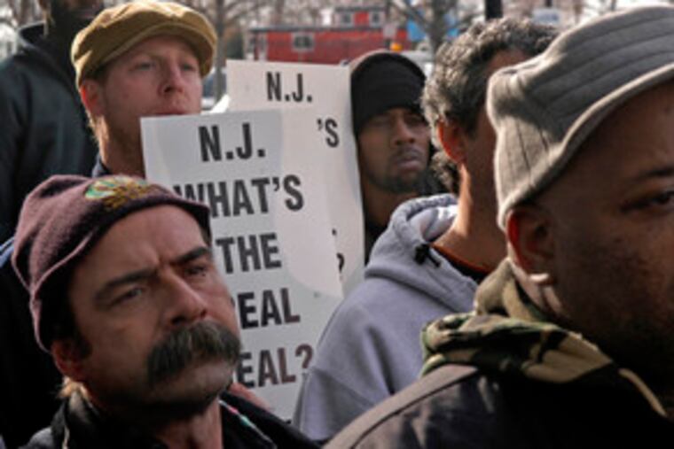 Union members rallied outside the DRPA headquarters in Camden in 2005 to support dredging the Delaware River. Debate over the issue between politicians in Pennsylvania (for) and New Jersey (against) has been going on for 15 months.