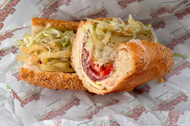 At Bagliani's Market, The Godfather comes stuffed with prosciutto, soppressata, dry-cured capicola, and marinated eggplant.