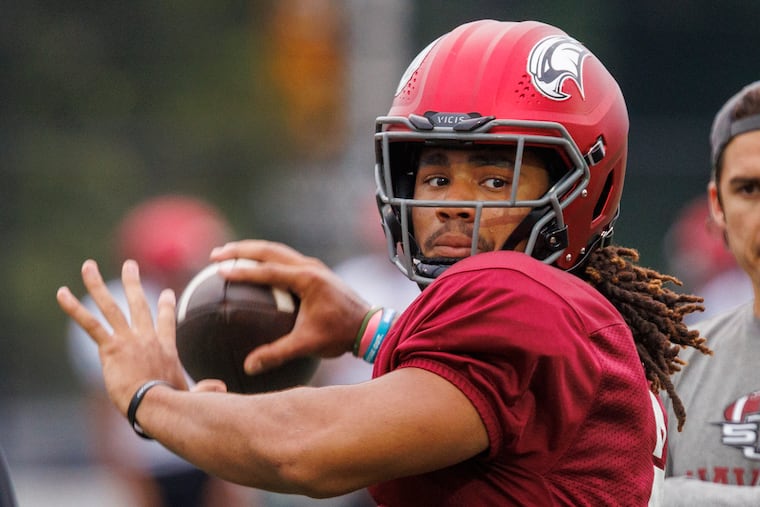 St. Joseph's Prep quarterback Samaj Jones on Aug. 22 at Brady Field.