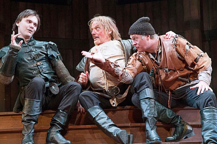 Words of war: (from left) Jacob Dresch, Carl N. Wallnau, and William Zielinski in the Pennsylvania Shakespeare Festival's "Henry V." (LEE A. BUTZ)