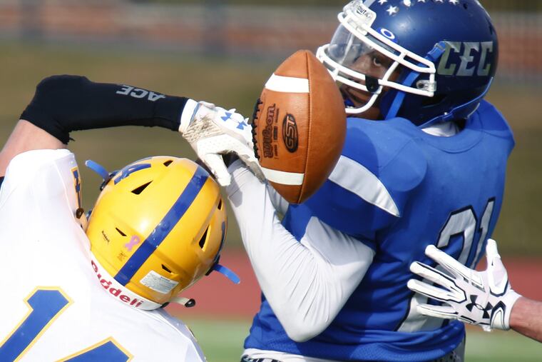 Conwell-Egan's Dajuan Harris (right).