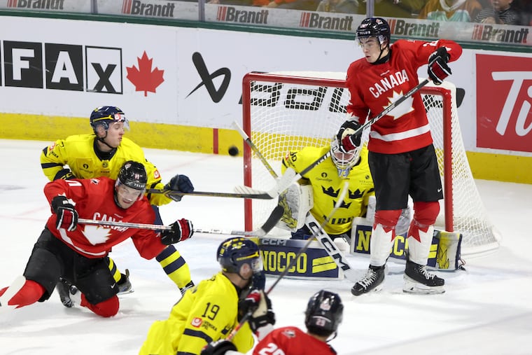 Porter Martone (right) is expected to be one of Canada's biggest stars at the World Juniors.