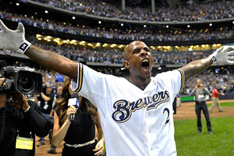 Nyjer Morgan's game-winning single put the Brewers into the NLCS. (David J. Phillip/AP)