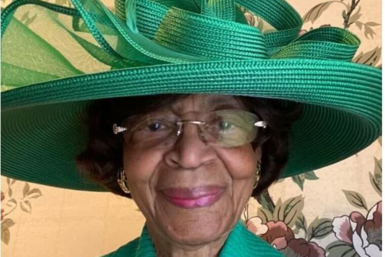 La Verne Ford Wimberly, dressed for streaming Sunday church service, in her living room on March 21.