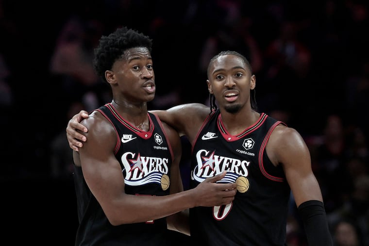 The energetic starts by rookie VJ Edgecombe (left) and Tyrese Maxey have led to a surge of interest from Sixers fans.